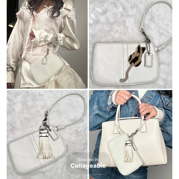 Coach White Leather Top Zip Wristlet Wallet - Picture 4 of 4